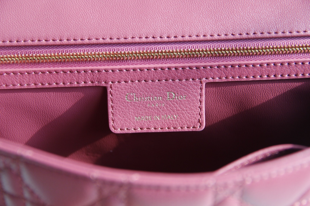 Large Dior Caro Bag Cherry Pink Supple Cannage Calfskin